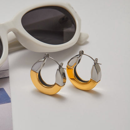 18K Gold and Silver Two Tone Duality Statement Hoop Earrings