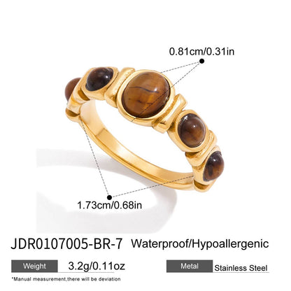 18K Gold Royal Tiger Eye Gemstone Stacking Ring