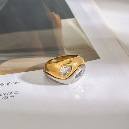 18K Gold and Silver Two Tone Intertwined Statement Ring