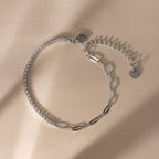 18K Gold and Silver Subtle Spark Paperclip Dainty Tennis Chain Bracelet