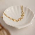 18K Gold Fortune Flower Four Leaf Clover Double Chain Bracelet