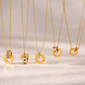 18K Gold Together Two Ring Connected Dainty Pendant Necklace