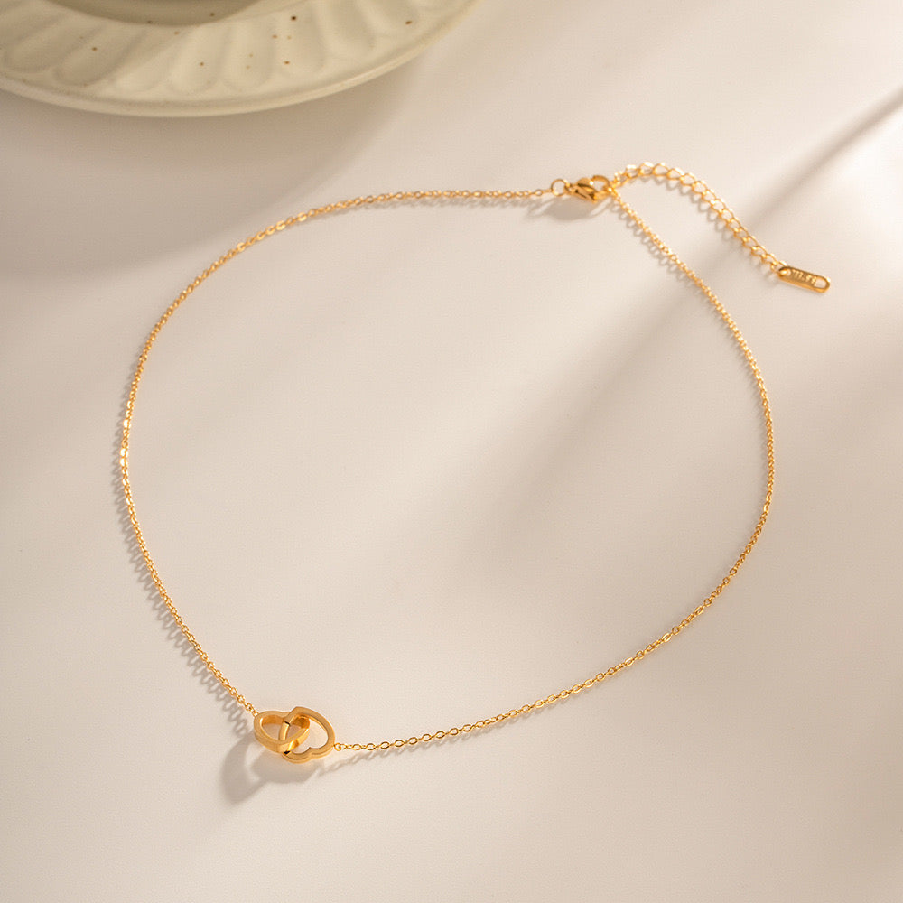 18K Gold Heart Locked Dainty Pendant Necklace