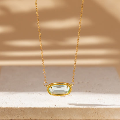 18K Gold Trendy Birthstone Pendant Necklace