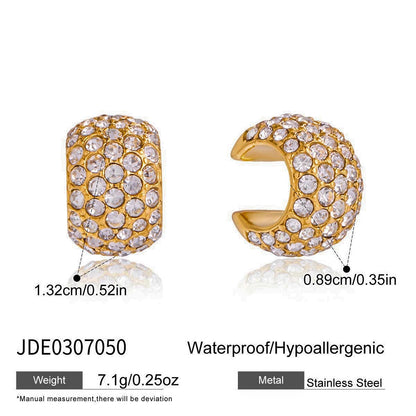18K Gold Diamond Fever Huggie Earrings Ear Cuff Set
