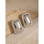 18K Gold Bling Plate Statement Stud Earrings