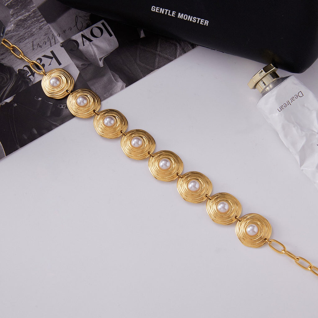 18K Gold Modern Goddess Pearl Chunky Statement Necklace