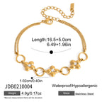 18K Gold Fortune Flower Four Leaf Clover Double Chain Bracelet