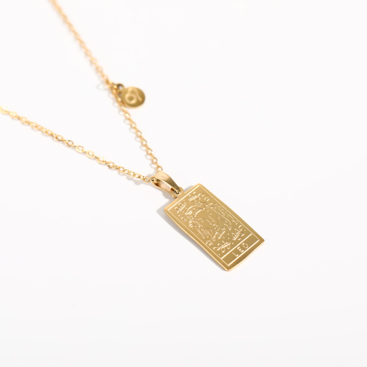 18K Gold Zodiac Plate Pendant Necklace