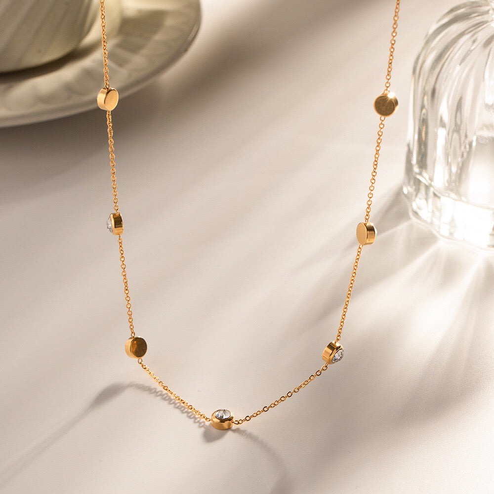 18K Gold Minimal Glow Dainty CZ Chain Necklace
