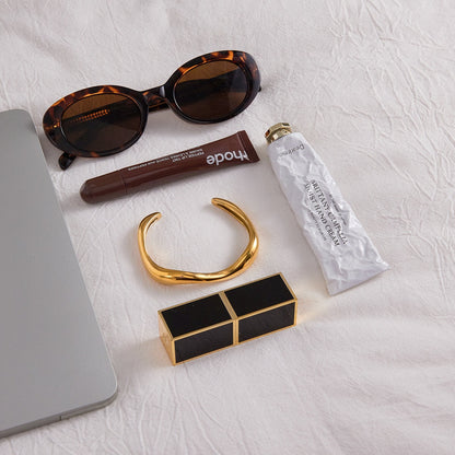 18K Gold Ebb and Glow Wave Form Statement Cuff Bangle Bracelet