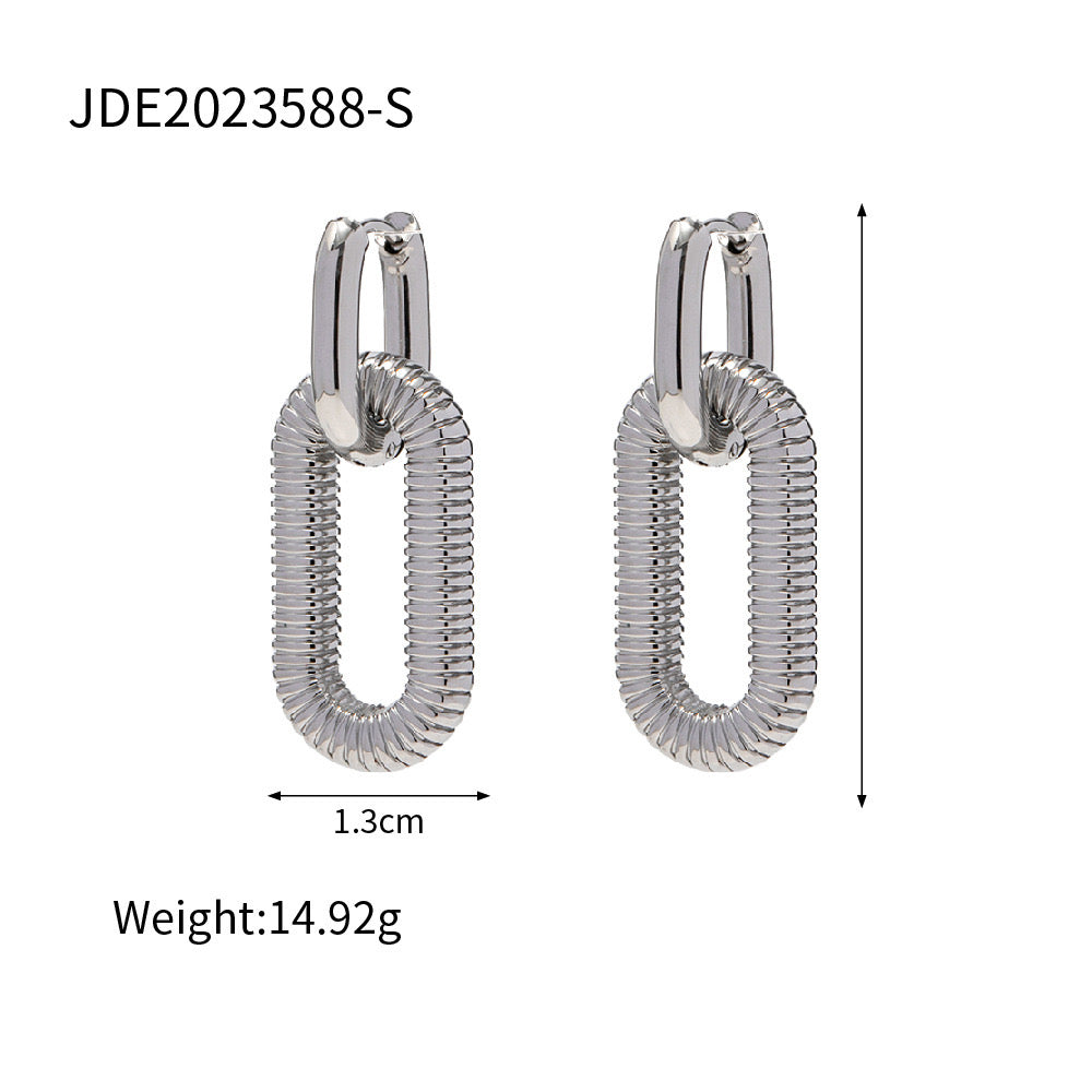 18K Gold Double Hoop Dangle Huggie Earrings