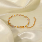 18K Gold White Daisy Flower Chain Choker Necklace