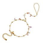 18K Gold Waterproof Pastel Color Beads Dainty Hand Chain Bracelet