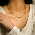 18K Gold Herringbone Snake Chain Layered Necklace