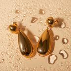 18K Gold Water Drop Dangle Statement Earrings