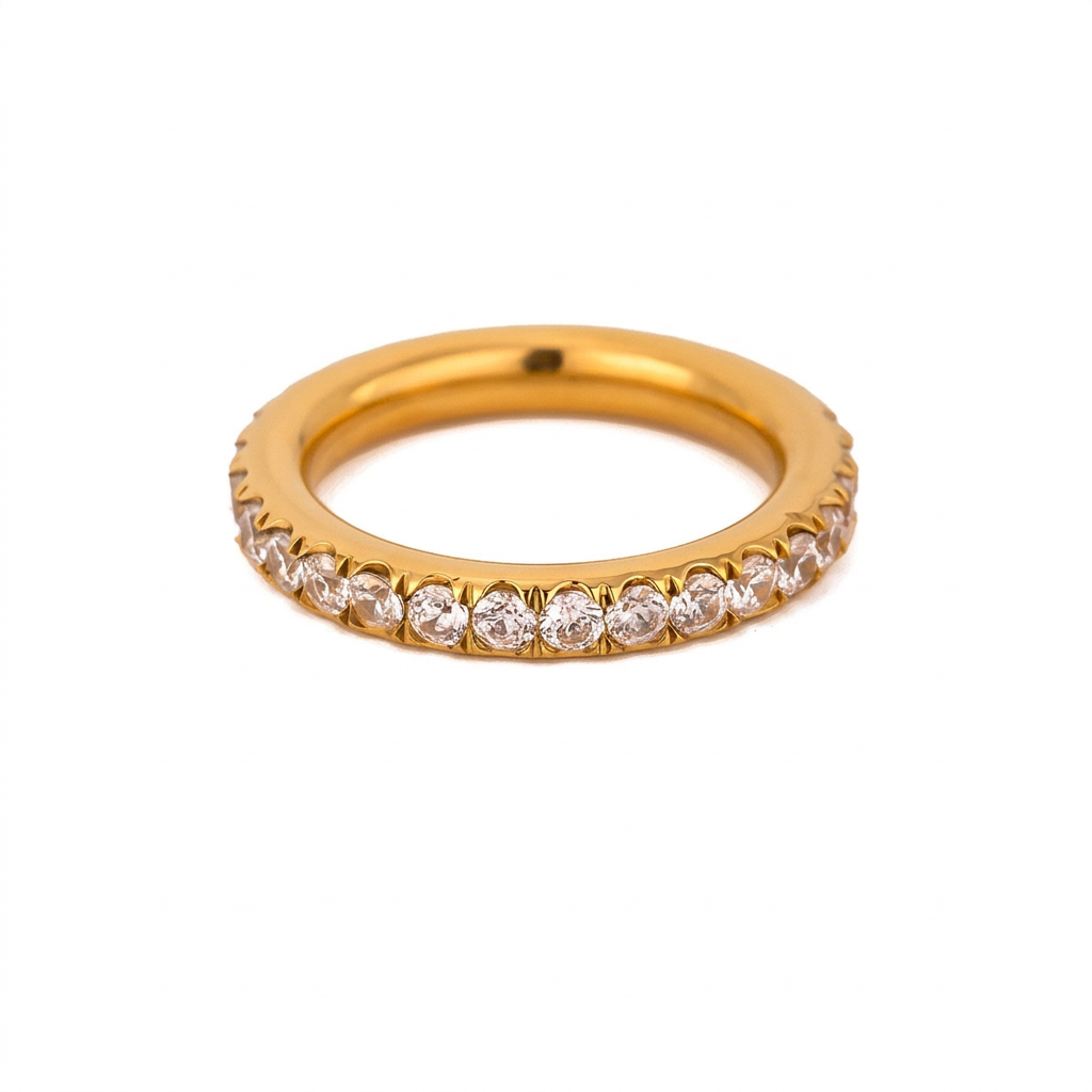 18K Gold Forever Yours Eternity Stacking Promise Couple Ring