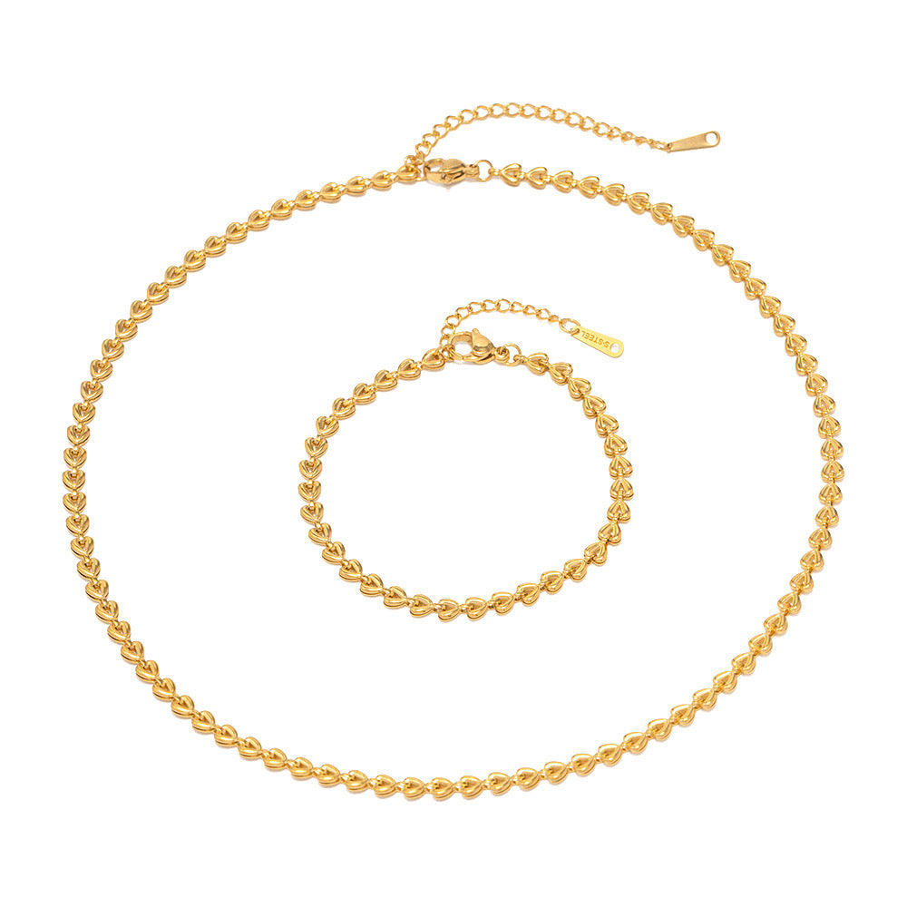 18K Gold Heart Chain Bracelet