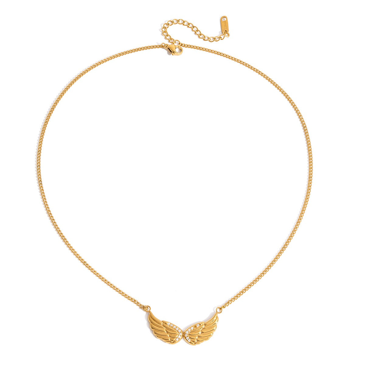 18K Gold Heaven Sent Angel Wing Pendant Star Dainty Chain Layered Necklace Set