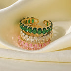 18K Gold Dazzle Bling Tennis Ring