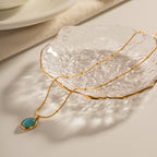 18K Gold Ocean Eye Opal Pendant Necklace