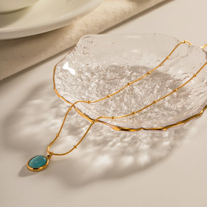 18K Gold Ocean Eye Opal Pendant Necklace