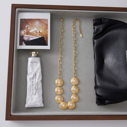 18K Gold Modern Goddess Pearl Chunky Statement Necklace