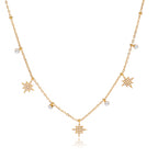 18K Gold Tempting Shimmer Heart Star Dainty Chain Necklace