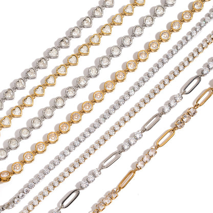 18K Gold Bejeweled Desire Heart Tennis Bracelet Stack