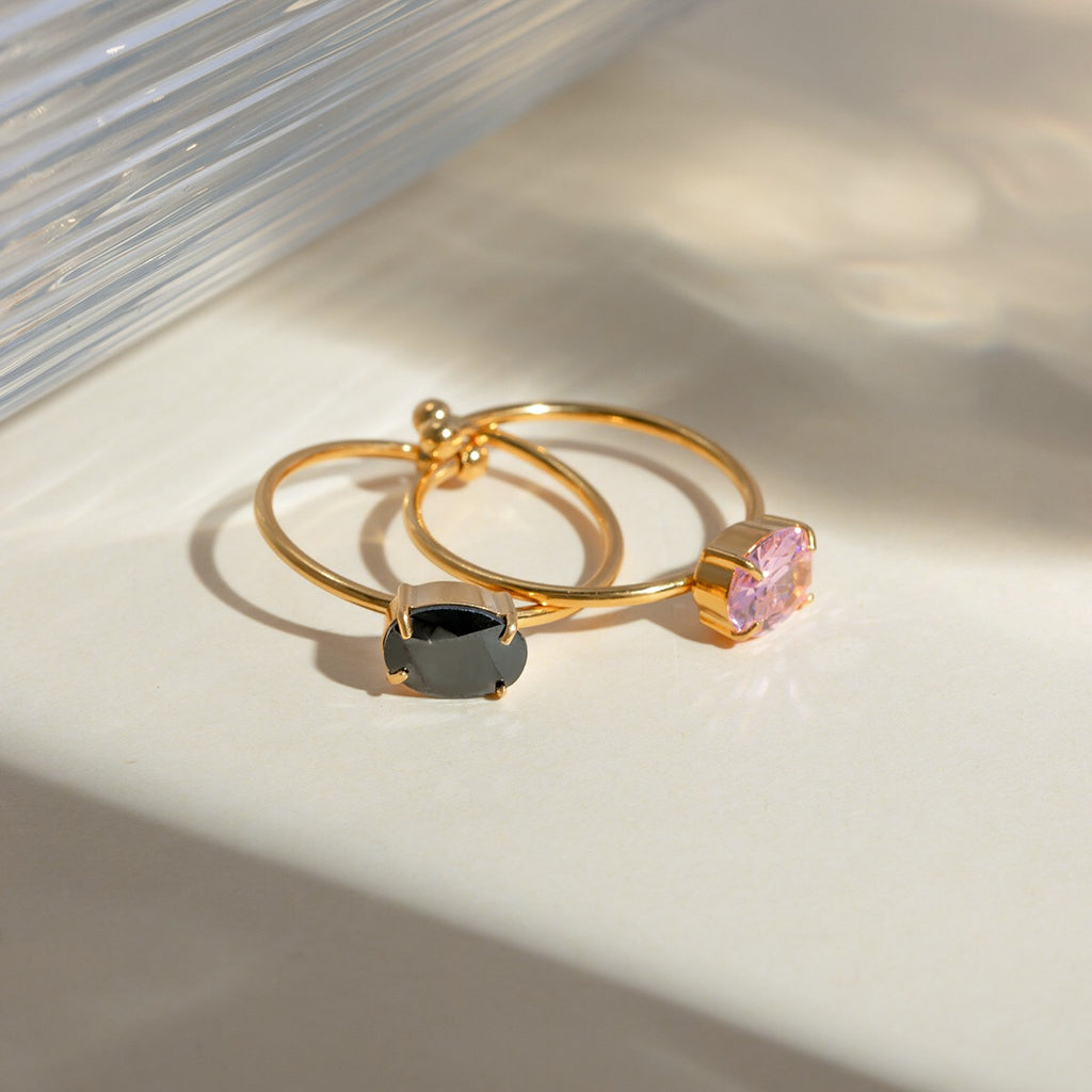 18K Gold Classic Gemstone Stacking Ring