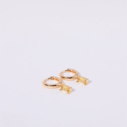 14K Gold Minimalist Birthstone Huggie Earrings