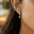 18K Gold Eternal Grace Tennis Pearl Stud Dangle Earrings