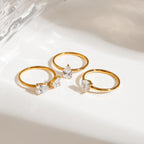 18K Gold Goddess Glow Four Leaf Clover Stacking Rings Set