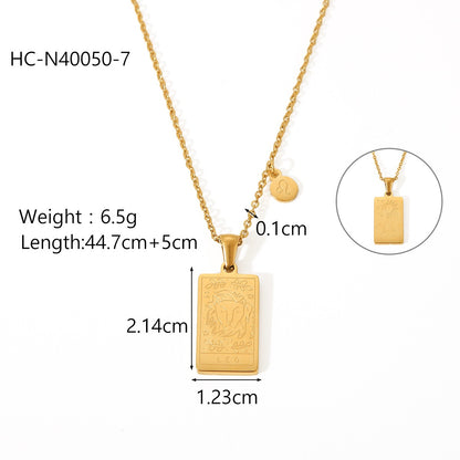 18K Gold Zodiac Plate Pendant Necklace