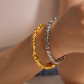 18K Gold Raw Luxe Statement Stacking Cuff Bangle Bracelet