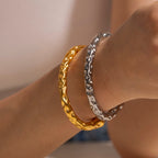18K Gold Raw Luxe Statement Stacking Cuff Bangle Bracelet