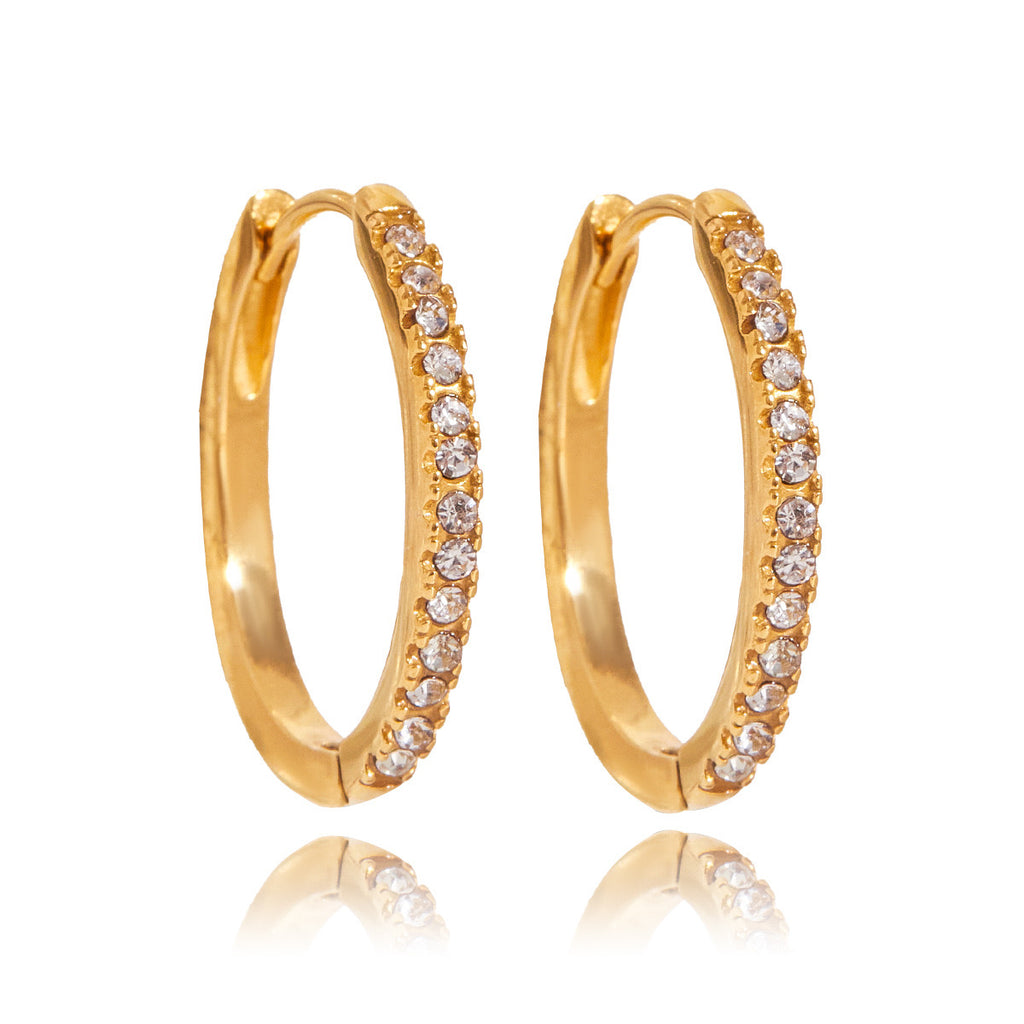 18K Gold Minimalist Bling Huggie Earrings Ear Cuffs Set