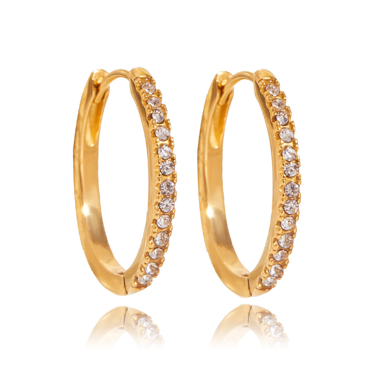 18K Gold Minimalist Bling Huggie Earrings Ear Cuffs Set
