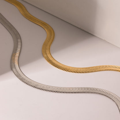 18K Gold Thick Herringbone Snake Chain Necklace