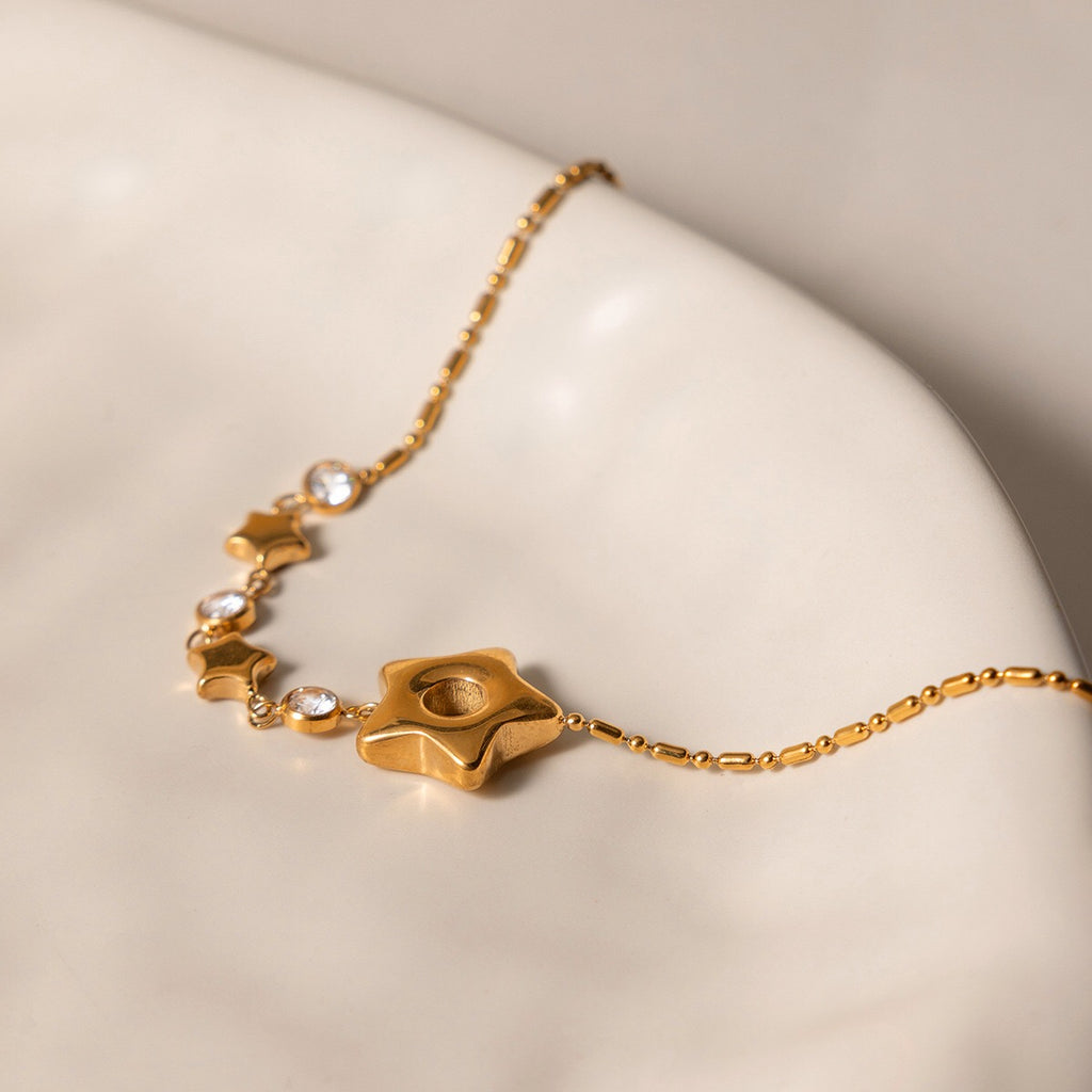 18K Gold Starlight Dainty Chain Tennis Bracelet Stack