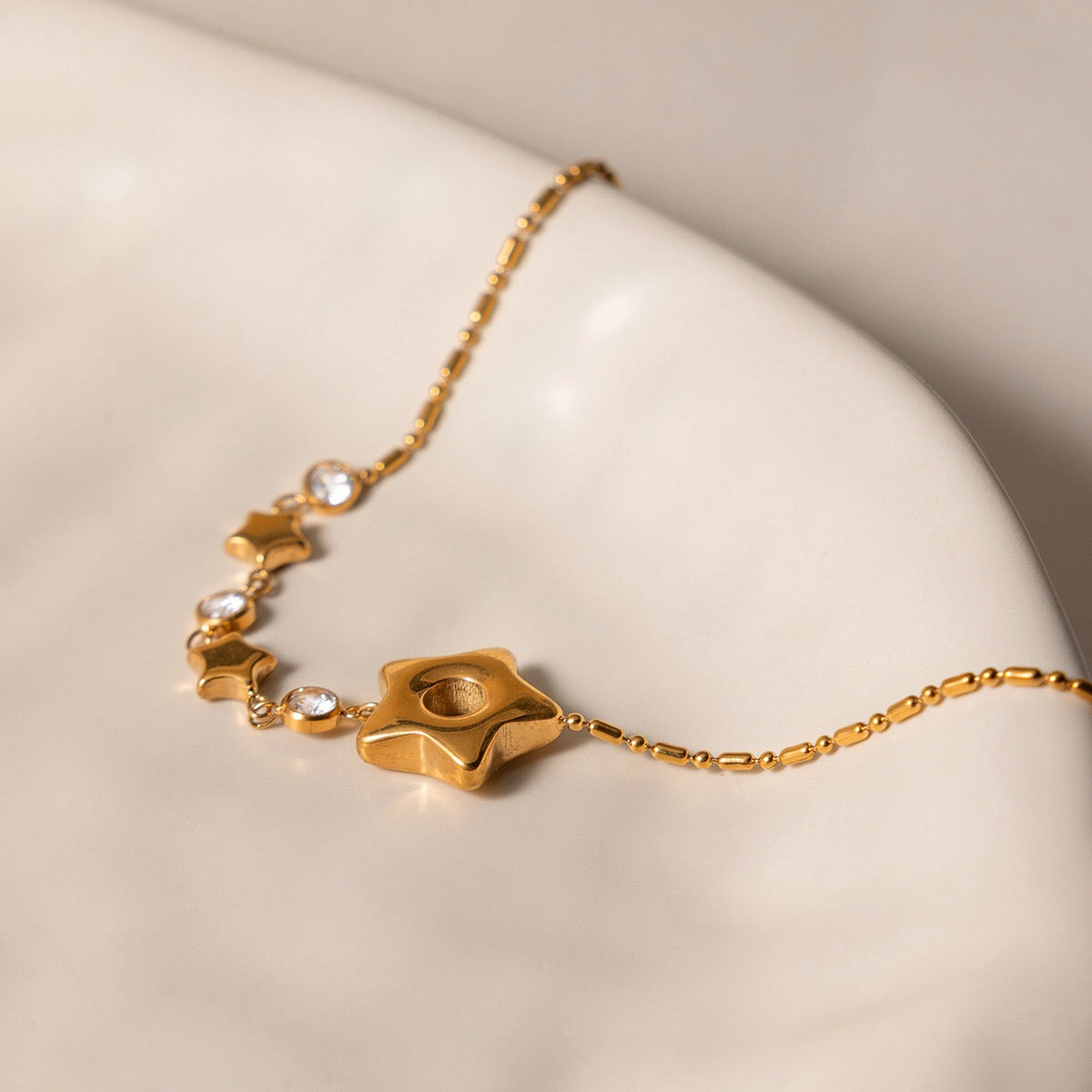 18K Gold Starlight Dainty Chain Tennis Bracelet Stack