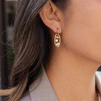 18K Gold The Spotlight Small Hoop Dangle Drop Huggie Earrings