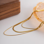 18K Gold Herringbone Snake Chain Layered Necklace