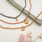 18K Gold Cozy String Chain Dainty Charm Bracelet