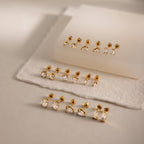 18K Gold Tiny Stars Flat Back Stud Nap Earrings Set