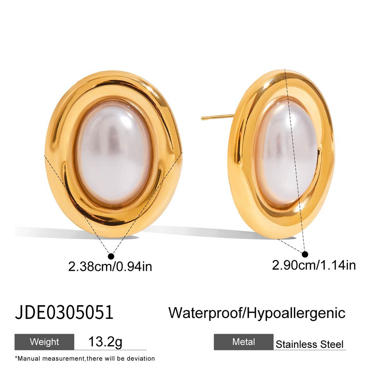 18K Gold Couture Pearl Statement Stud Earrings