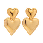 18K Gold Gilded Heart Drop Dangle Earrings
