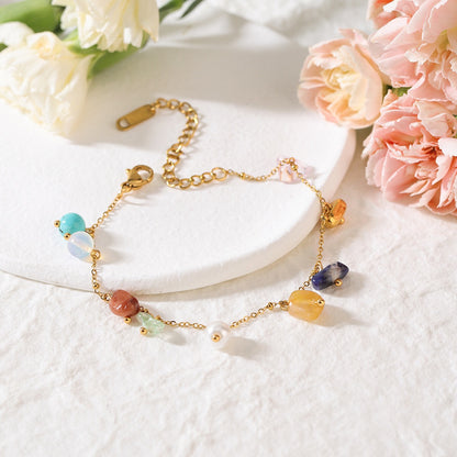 18K Gold Sunkissed Memory Color Beads Chain Bracelet
