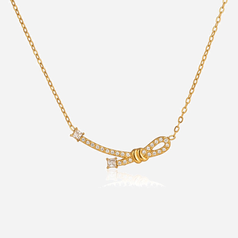 18K Gold The Promise Knot Pave Dainty Pendant Necklace