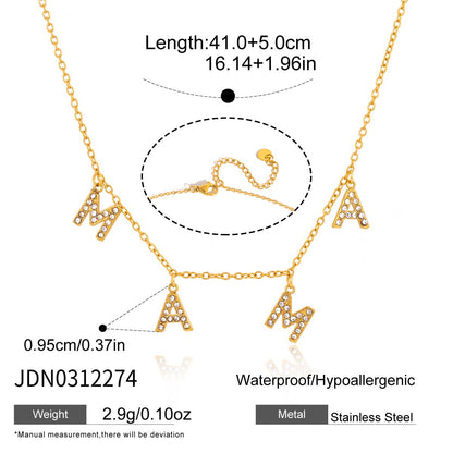 18K Gold MAMA Minimalist Glam Dainty Charm Necklace